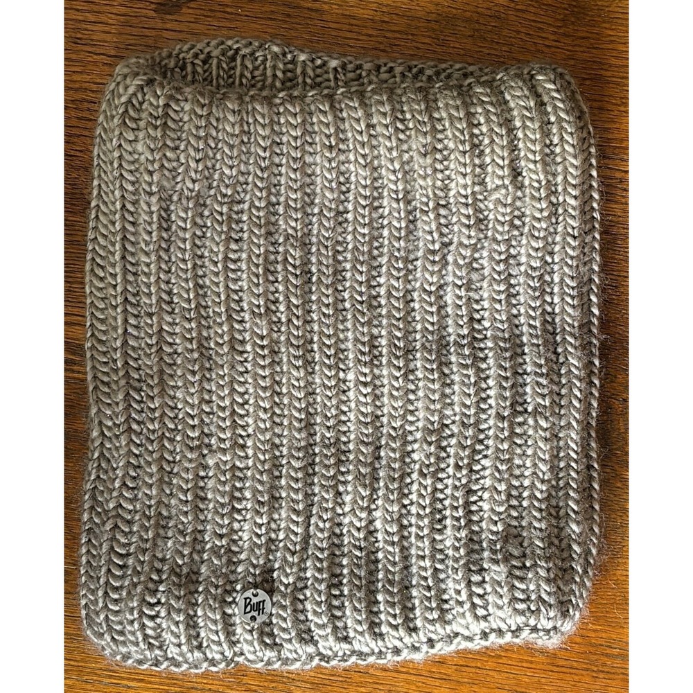 Tan/metallic wool blend neck warmer by Buff 11x19" Spain